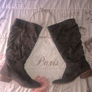 Soft Grey Heeled Boots